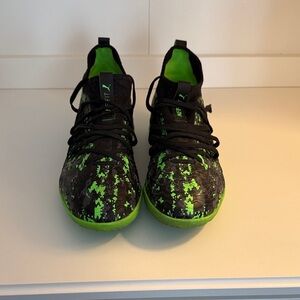 Puma Black & Green Indoor Soccer Cleats